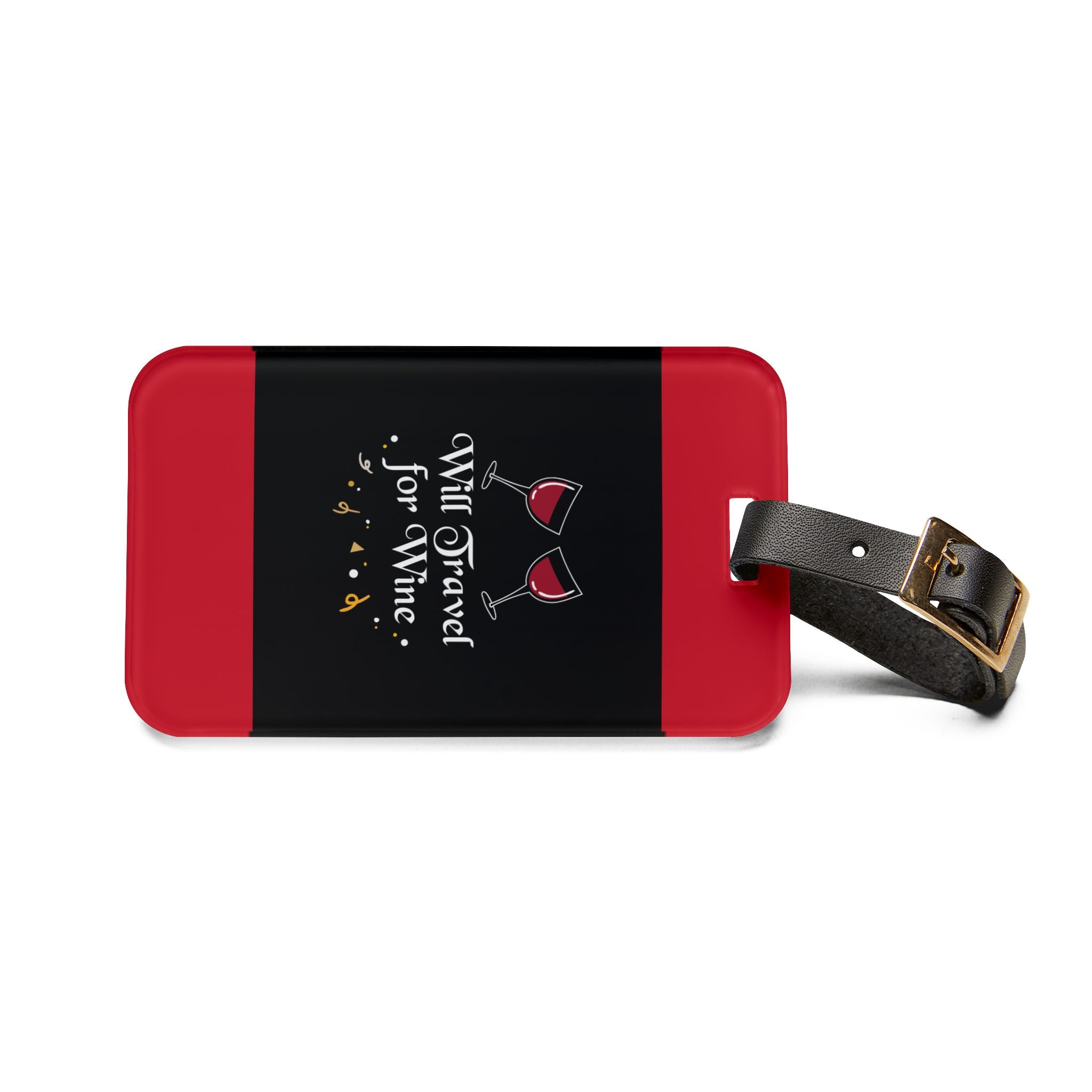 Will Travel for Wine Luggage Tag | Red Wine Glasses Travel ID