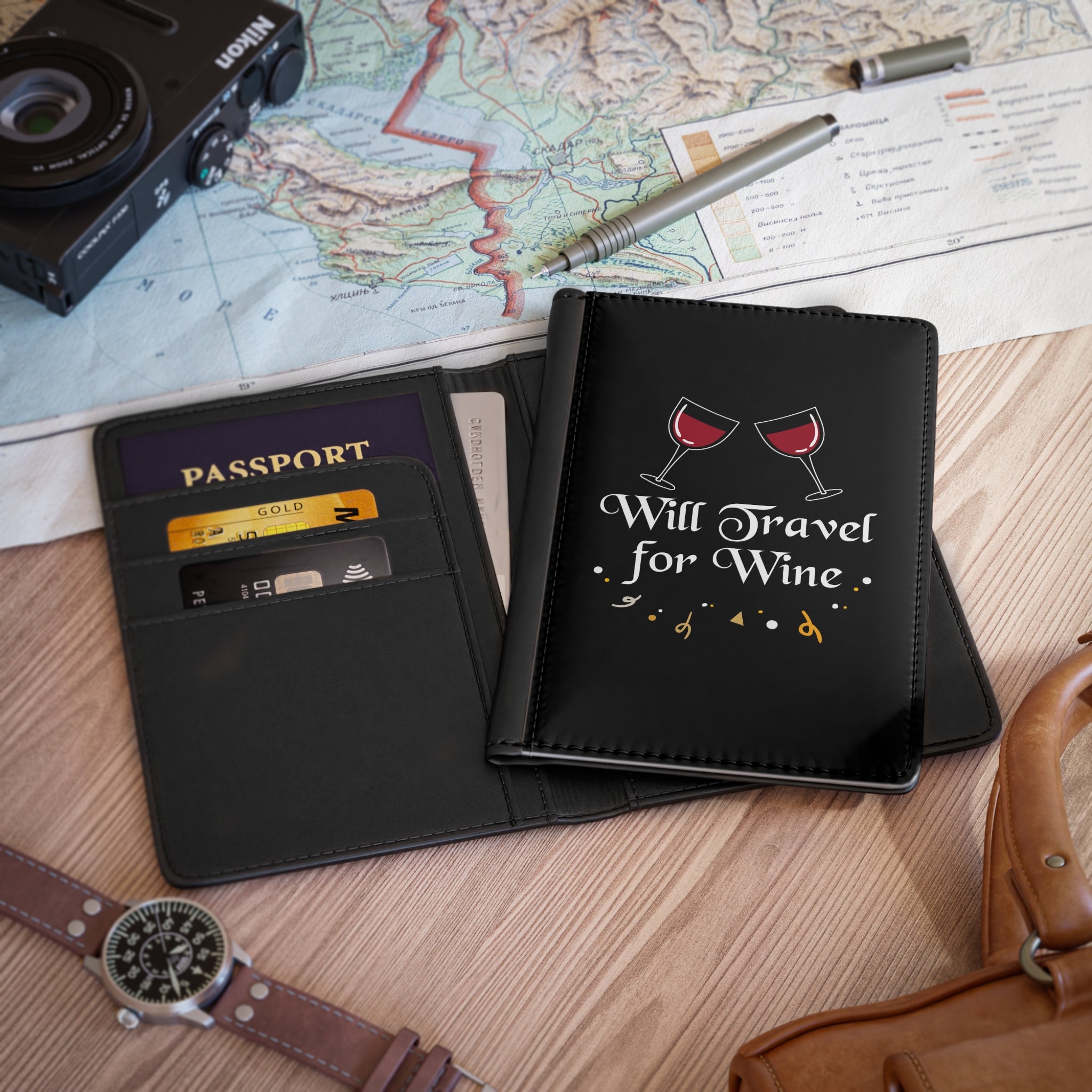 Will Travel for Wine Passport Cover | Wine Lover Travel Accessory